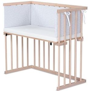 dreamgood Co-sleeper beuken natuur / matras Prime / nest, lichtgrijs met witte stippen