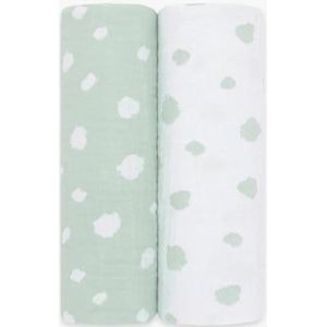 emma & noah mousseline luiers set van 2 stippen mint