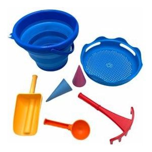 Sand SCHILDKRÖT® 7-in-1 speelgoed opvouwbare emmerset, blauw
