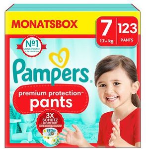 Pampers Premium Protection Pants, maat 7, 17kg+, maandbox (1x 123 luiers)