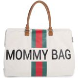 CHILDHOME Mommy Bag Groot Canvas Grey Stripes Green / Red