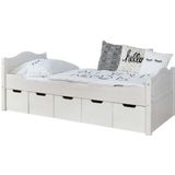 TiCAA Eenpersoonsbed Leni 90 x 200 cm wit grenen met 5 lades aden