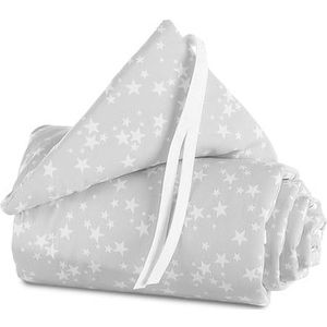 babybay Nest Piqué Boxspring XXL parelgrijs sterren wit