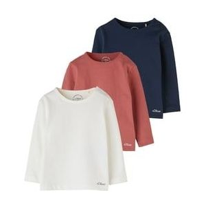 s. Olive r Shirt met lange mouwen 3-pack wit/rood/blauw