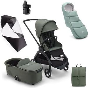 bugaboo Kinderwagen Dragonfly Compleet Black / Forest Green , Essential Bundel