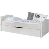 TiCAA Eenpersoonsbed Leni 90 x 200 cm Kiefer wit met extra bed