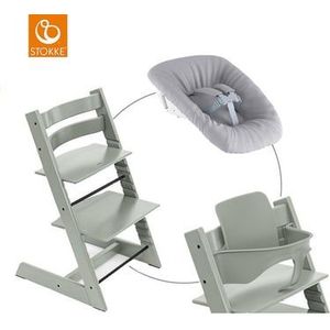 STOKKE® Mega Tripp Trapp® set kinderstoel beuken Glacier Green incl. Newborn set™ grijs en babyset Glacier Green