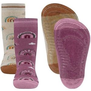 Ewers dusty SoftStep regenboog stopper sokken roze/beige melange