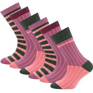 Ewers Sokken 6-pack rib/strepen roze