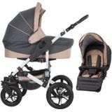 Friedrich Hugo Combi Kinderwagen Hamburg 2 in 1 met luchtbanden Grey and Beige / grijs