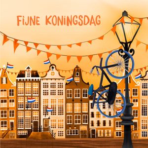 Greetz | Koningsdag kaart | Oranje Huisjes | Large Square Card
