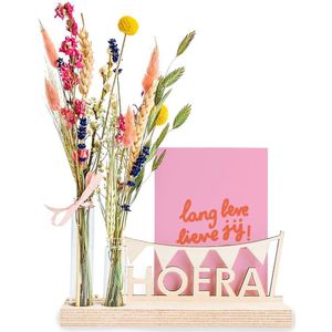 Greetz | Brievenbus | Droogbloemen plankje | Hoera | Incl. vaasjes | Letterbox Flowers