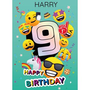 Joy Pixels | Verjaardagskaart | 9 | Aanpasbare naam | Giant Card