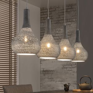 LifestyleFurn Hanglamp 'Judd' 4-lamp - Kleur Grijs