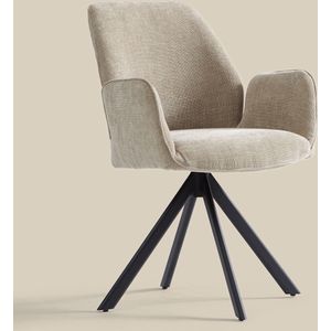 Beige eetkamerstoel met armleuningen