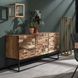 Driedeurs dressoir ingelegd acaciahout - 160x45x81cm.