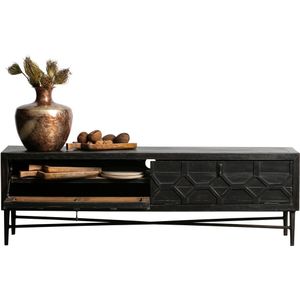 pariteit ik zal sterk zijn Schema Vintage tv-meubel zwart hout - 160x45x50cm. kopen? | beslist.nl