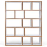 Wit met houten roomdivider 15-vaks - 150x34x198cm.
