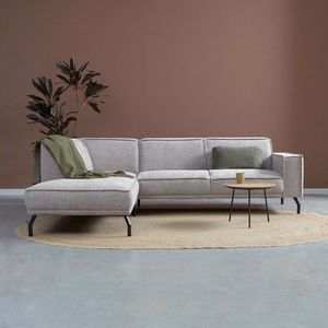 Moderne hoekbank beige ottoman links