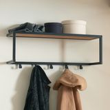 Wandkapstok staal met houten plank