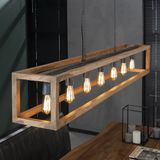 Rechthoekige houten hanglamp