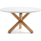 Ronde eettafel wit met eiken 135cm - 135 x 135cm.