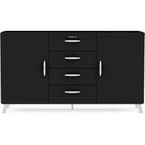 Retro dressoir zwart - 163x43x92cm.