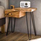 Boomstam nachtkastje met lade links - 60x32x59cm.