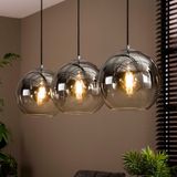 Eettafel hanglamp met rookglas bollen
