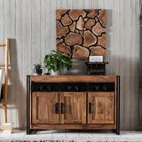 Dressoir van sheeshamhout 3-deurs - 140x40x90cm.