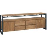 Industrieel dressoir van hout - 200x40x75cm.