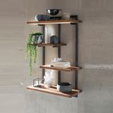 Wandrek teak met metaal 70 x 97 cm - 70x25x97cm.