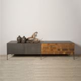Tv-meubel metaal en hout 2D - 221x45x55cm.