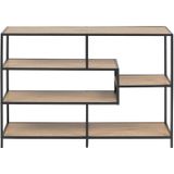 Open boekenkast staal met eiken - 114x35x78cm.