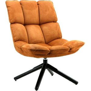 Cognac draaifauteuil met stiksels