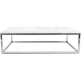 Salontafel wit marmer met chroom - 120 x 75cm.