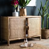 Bamboe dressoir met rotan deuren - 100x40x65cm.