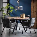 Ronde eettafel 120cm donkergrijs met hout - 120 x 120cm.