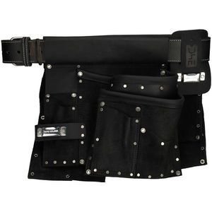 D4E Lederen dubbele gereedschapstas in zwarte finish