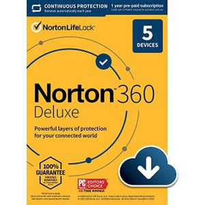 Norton 360 Deluxe - Antivirus - 1 jaar - 5 apparaten - 50 GB Cloudopslag