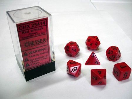 Opaque Poly 7 Set: Red/Black