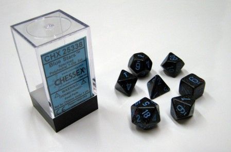Dobbelstenen Blue Stars Speckled Polydice (7 stuks)