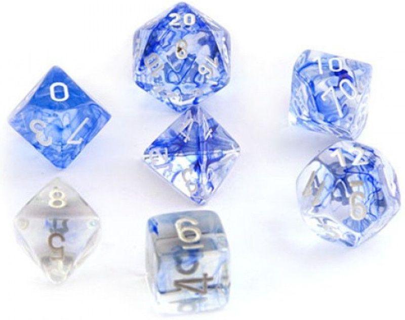 Dobbelstenen Nebula Dark Blue/White Polydice (7 stuks)