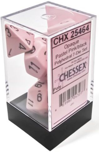 Chessex 7-Die set Opaque Pastel - Pink/Black