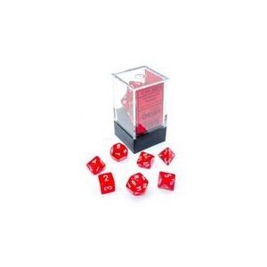 Mini Dobbelstenen Translucent Red/White Polydice (7 stuks)