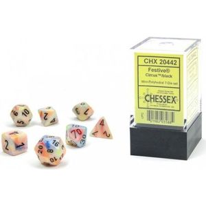Mini Dobbelstenen Festive Circus/Black (7 stuks)