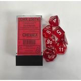 Dobbelstenen Translucent Red/White Polydice (7 stuks)