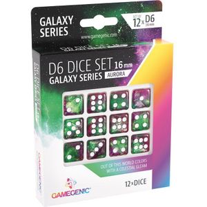 Dobbelstenen Galaxy Series Aurora - D6 - 16mm - 12 stuks