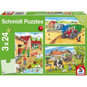 Schmidt 3-in-1 Puzzel Op De Boerderij Junior Karton Groen