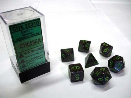 Chessex Aarde Gespikkelde Dobbelsteen Set (7 stuks)